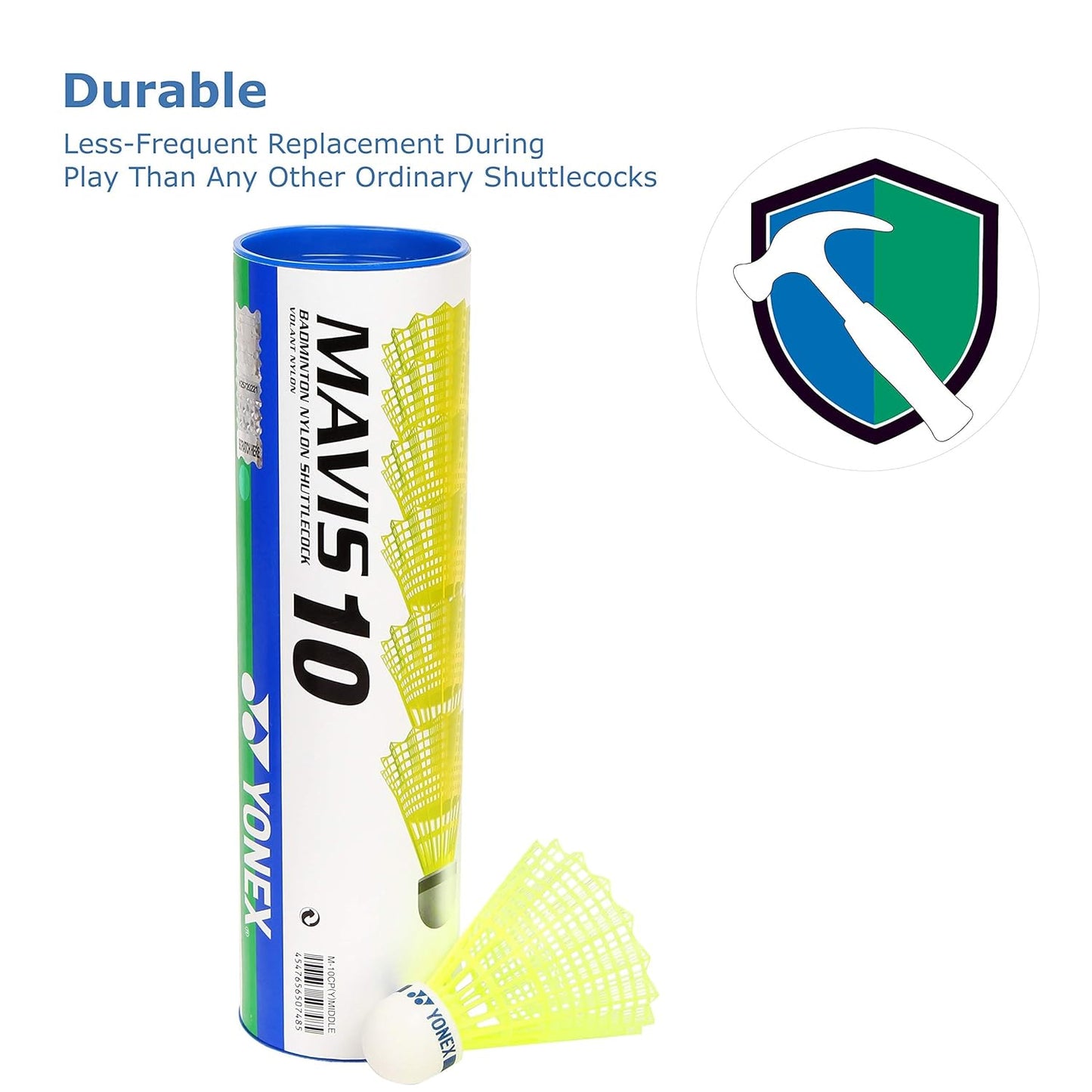 Yonex Mavis 10 Nylon Yellow Shuttlecock-Blue Cap