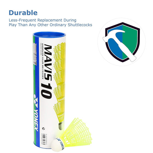 Yonex Mavis 10 Nylon Yellow Shuttlecock-Blue Cap