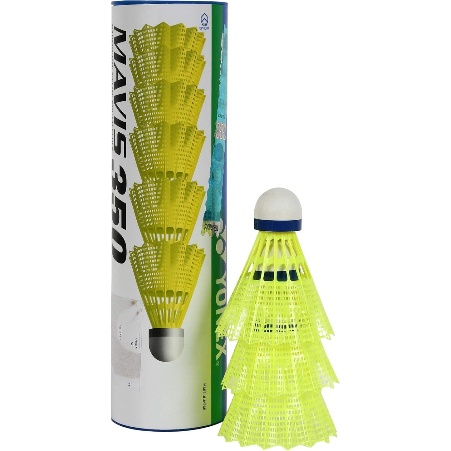 YONEX Mavis 350 Nylon Yellow Shuttlecock -Blue Cap