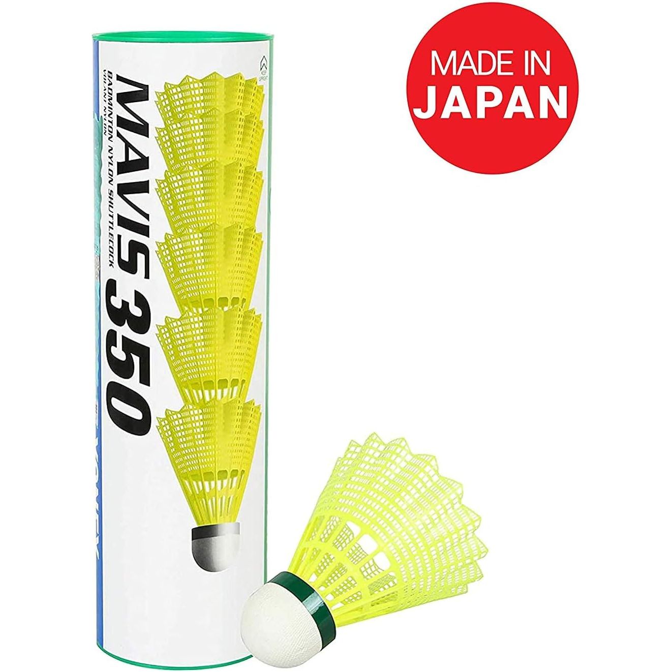 Yonex Mavis 350 Nylon Yellow Shuttlecock-Green Cap