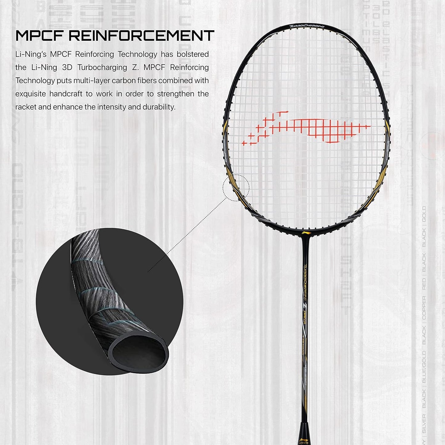 Li-Ning Turbo Charging Z Carbon Fibre Racket - Free Full Cover.
