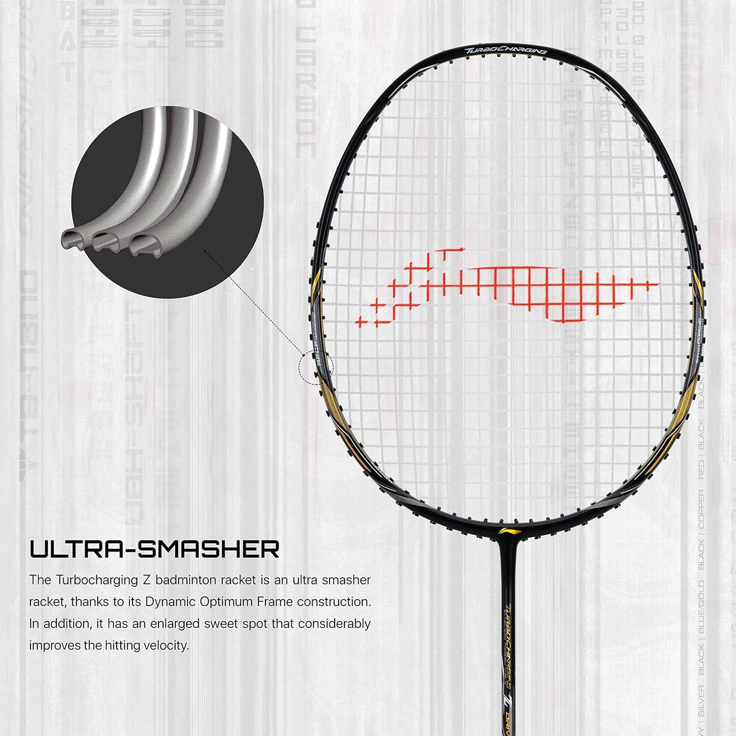 Li-Ning Turbo Charging Z Carbon Fibre Racket - Free Full Cover.
