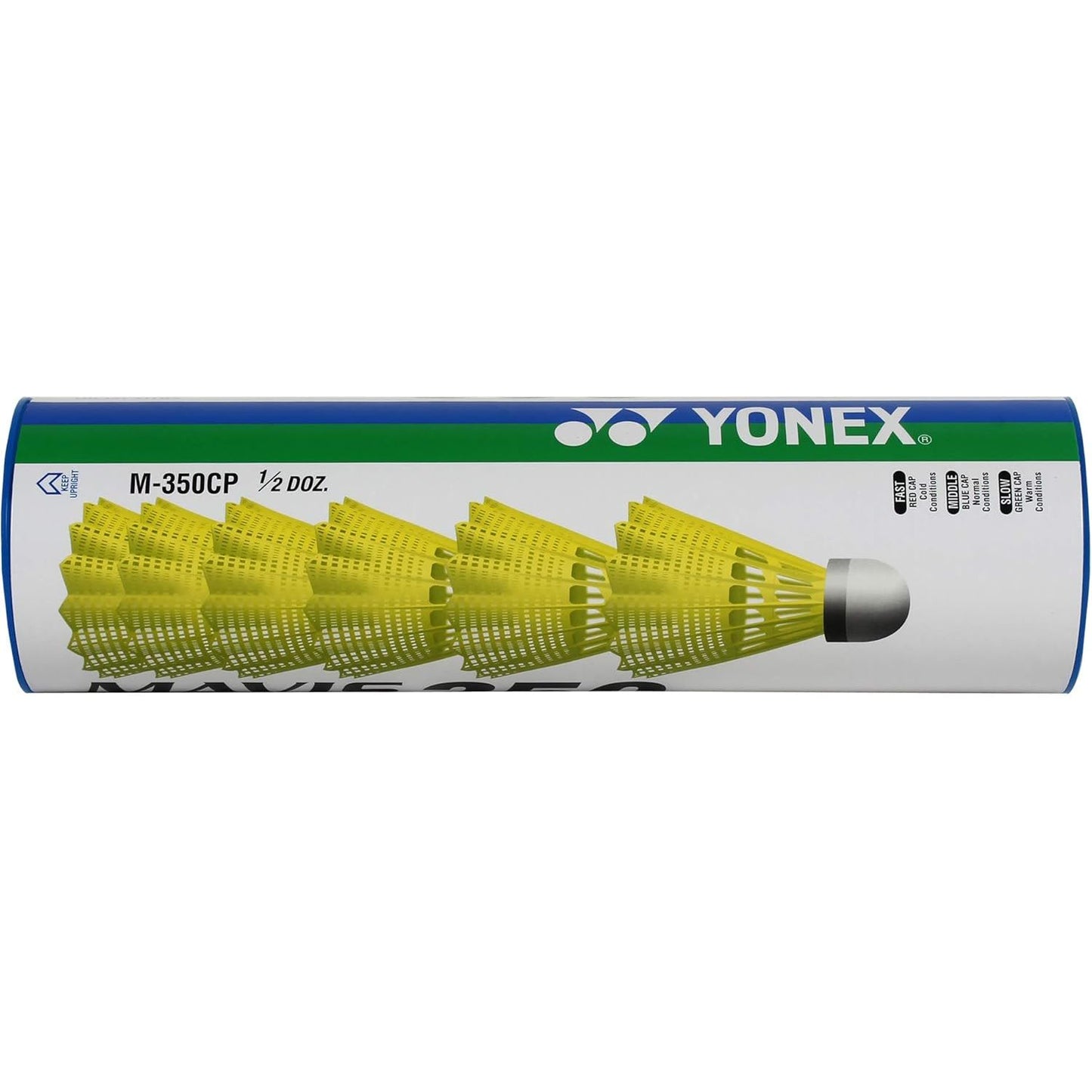 YONEX Mavis 350 Nylon Yellow Shuttlecock -Blue Cap