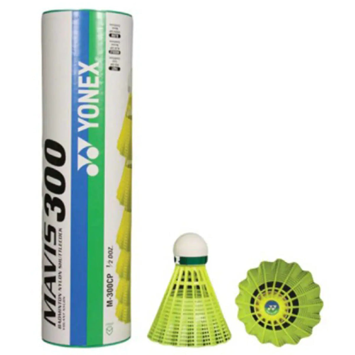 Yonex Mavis 300 Yellow Nylon Shuttlecock -Green Cap