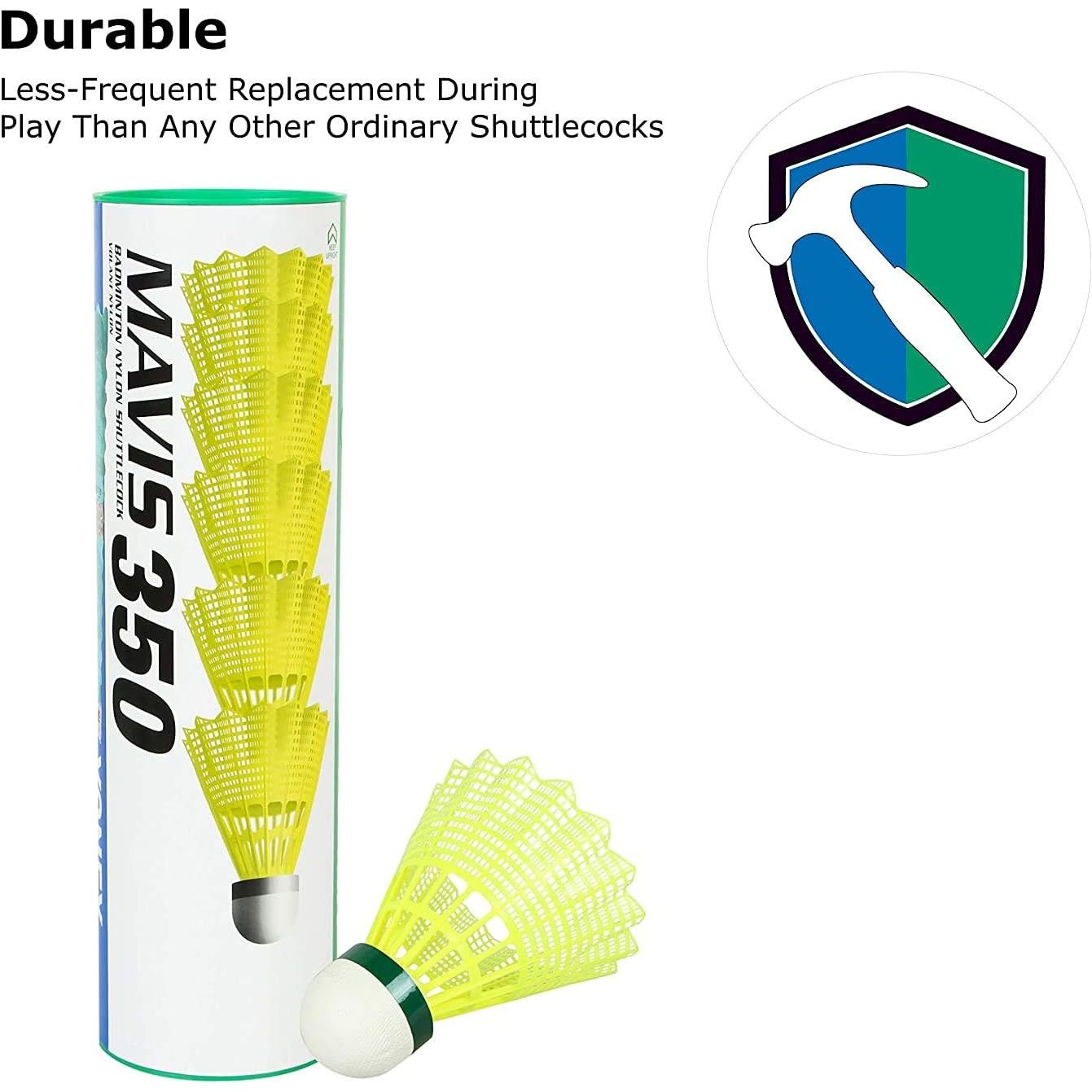 Yonex Mavis 350 Nylon Yellow Shuttlecock-Green Cap