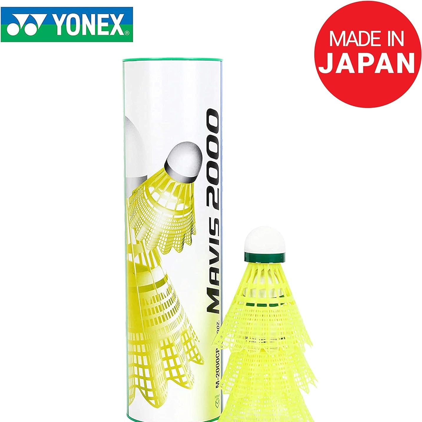 Yonex Mavis 2000 Yellow Nylon Shuttlecock-Green Cap